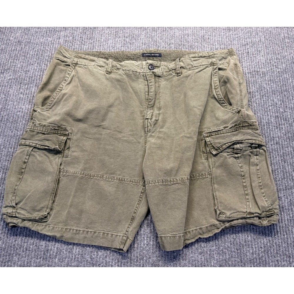 Lucky Brand Mens Olive Green Cargo Shorts Size 38 Cotton Casual Utility Outdoor